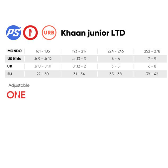 KHAAN JUNIOR SIZE CHART 