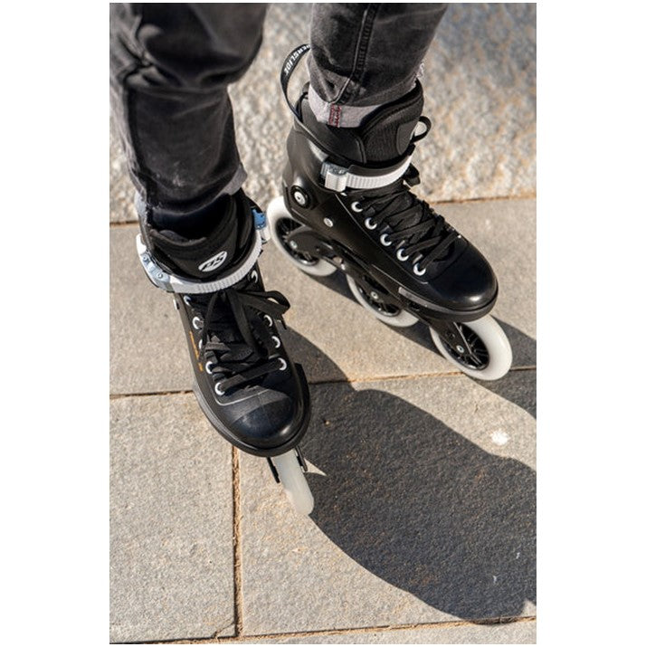 black orange inline tri skates