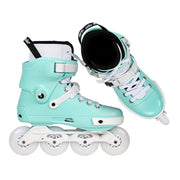 white teal aqua 80mm x 4 inline skates with trinity liner