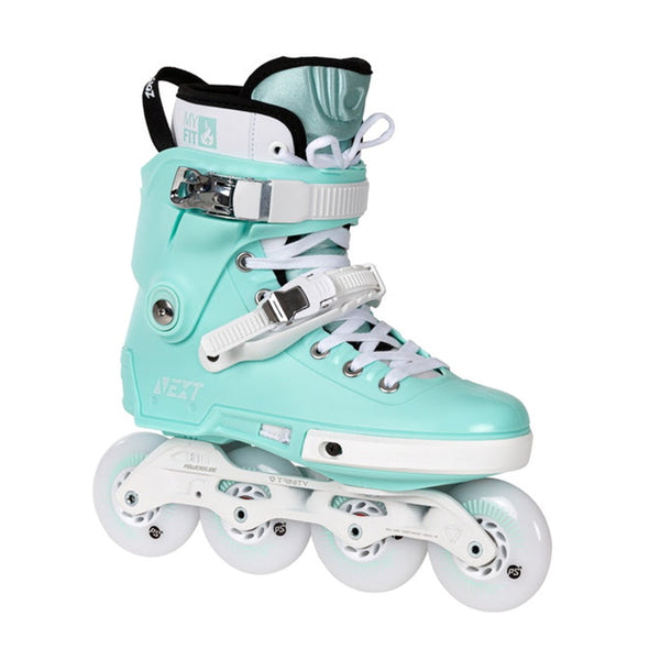 white teal aqua 80mm x 4 inline skates with trinity liner 