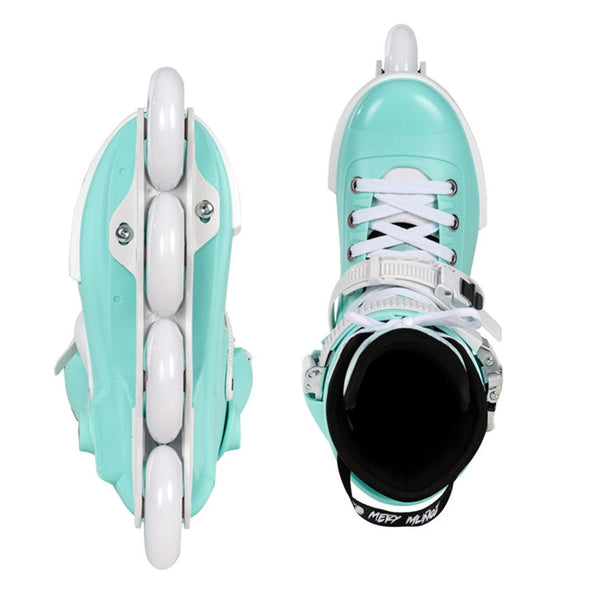 white teal aqua 80mm x 4 inline skates with trinity liner