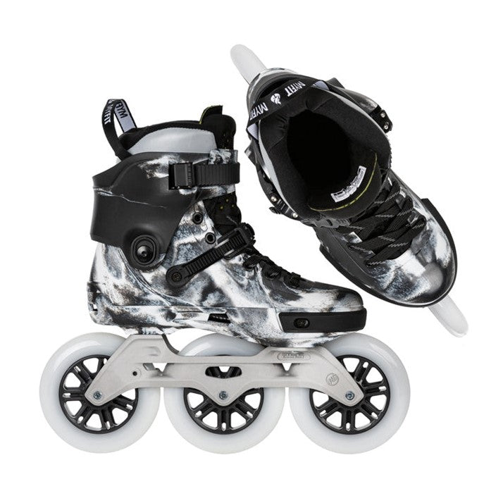 black white tie dye 125mm tri inline skates with trinity liner