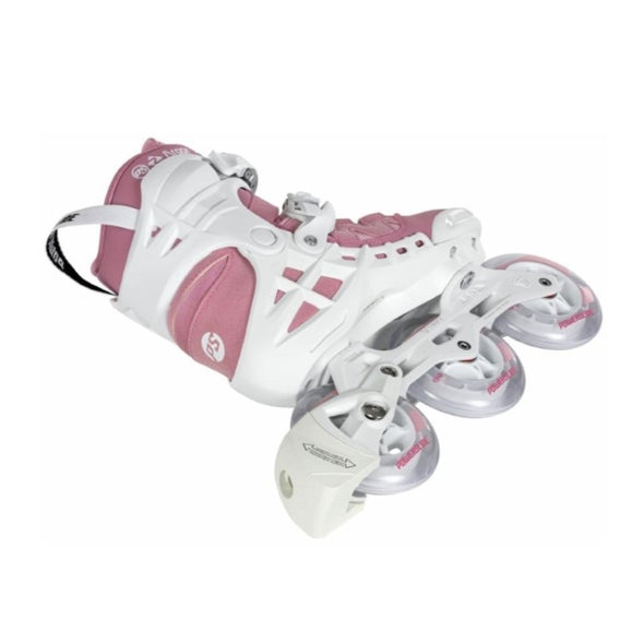 pink white argon recreational tri inline skate 100mm wheels 