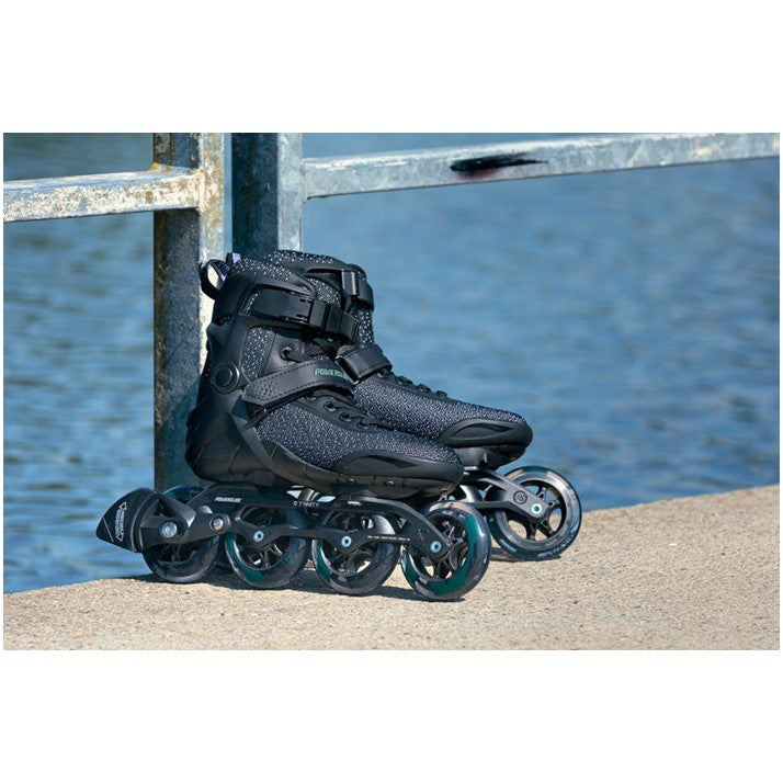 black green and navy inline skates 