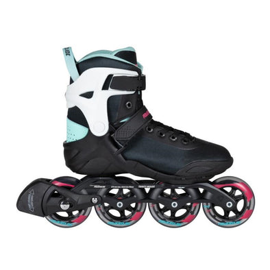 black inline rollerblades 90mm fitness skates teal pink 