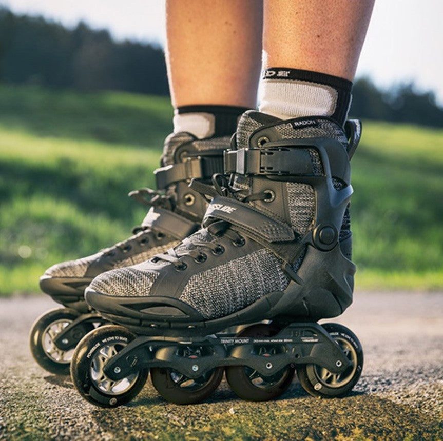 fitness rollerblade black white 80mm skates 