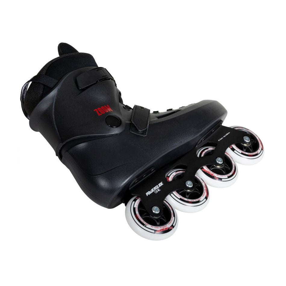 black 80mm  inline urban skates with white wheels 