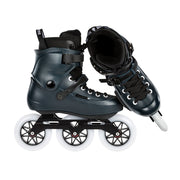 navy blue tri skates with white wheels 