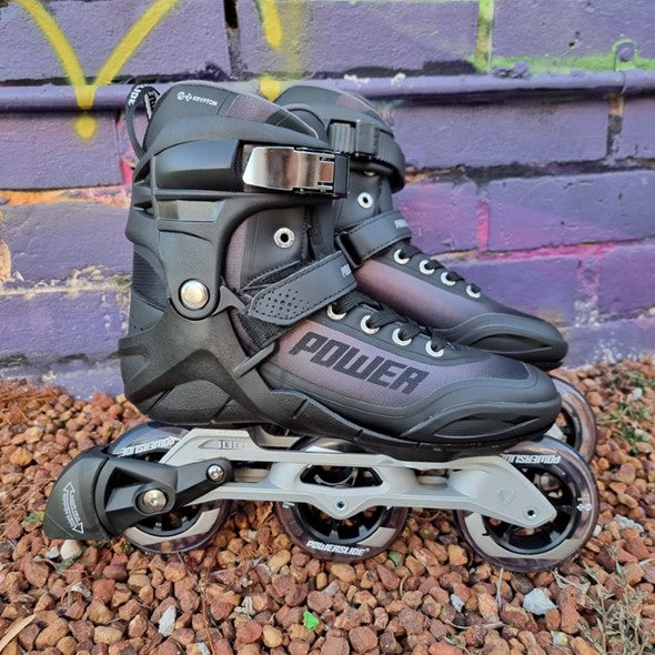 recreational black tri skate 100mm inlines