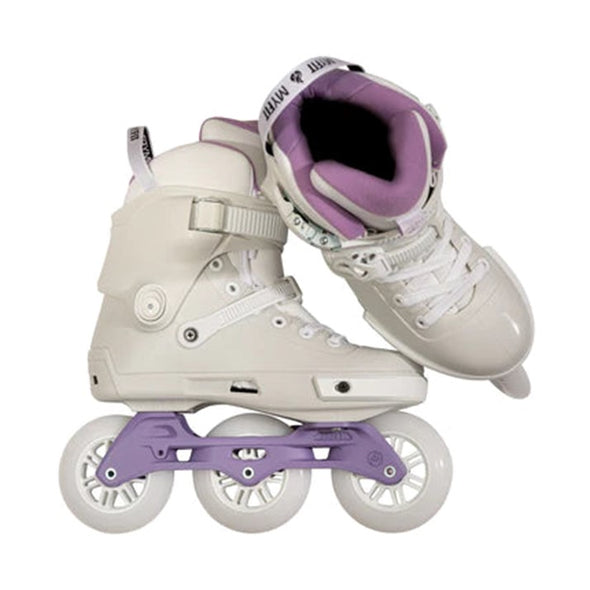 white purple 100mm tri inline skates 