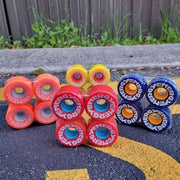 outdoor roller skate wheels orange, red, yellow, blue 