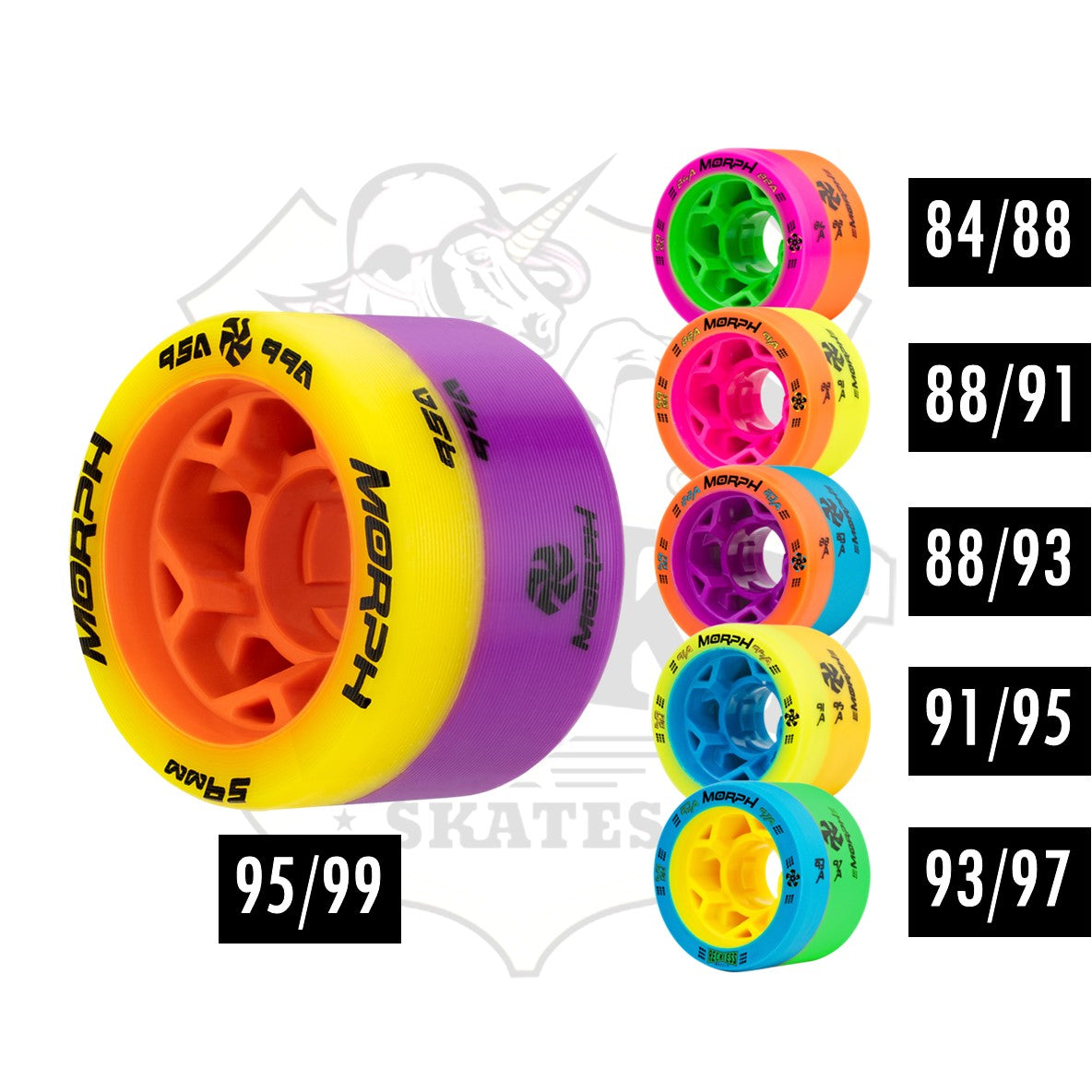 DUAL DUROMETER COMPOUND ROLLER SKATE WHEELS 'MORPH'