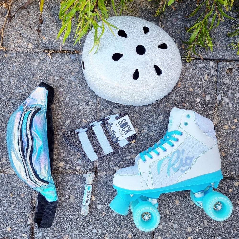 Rio Roller Lumina White Blue Roller Skates - Lucky Skates