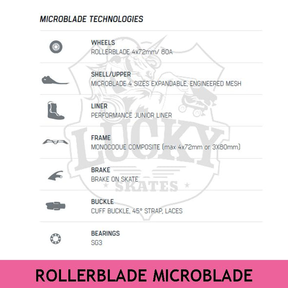 Kids Adjustable Rollerblade Microblade 3WD Aqua Inline Skates