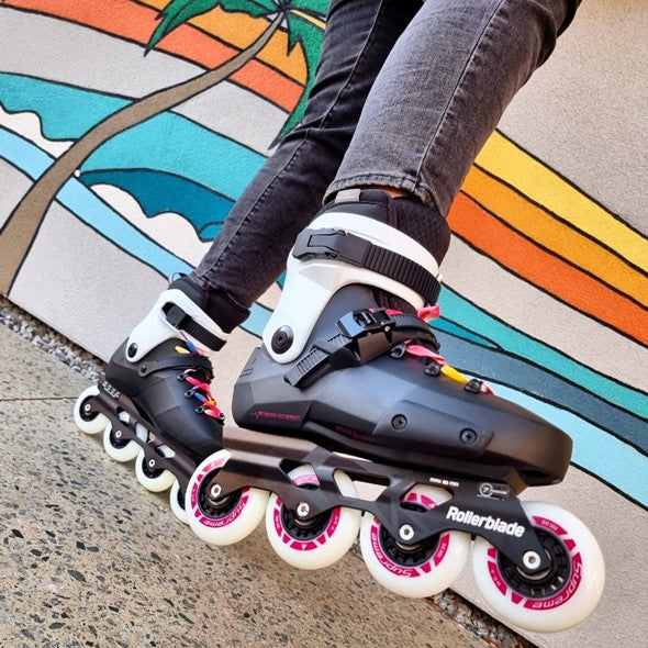 pink black inline skates 