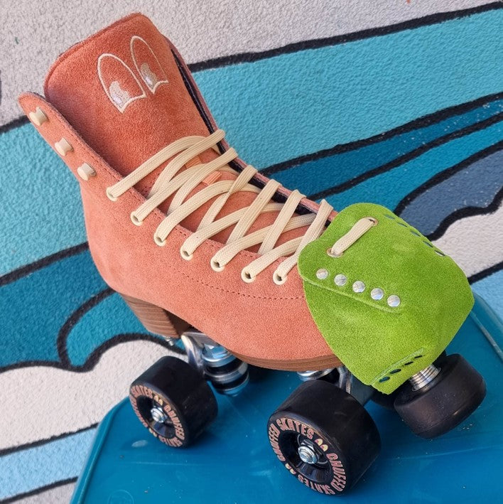 LIME GREEN ROLLER SKATE TOE CAPS SUEDE ON CHUFFED 