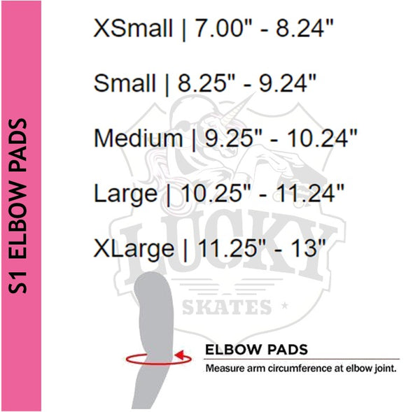 s1 elbow pad size chart 