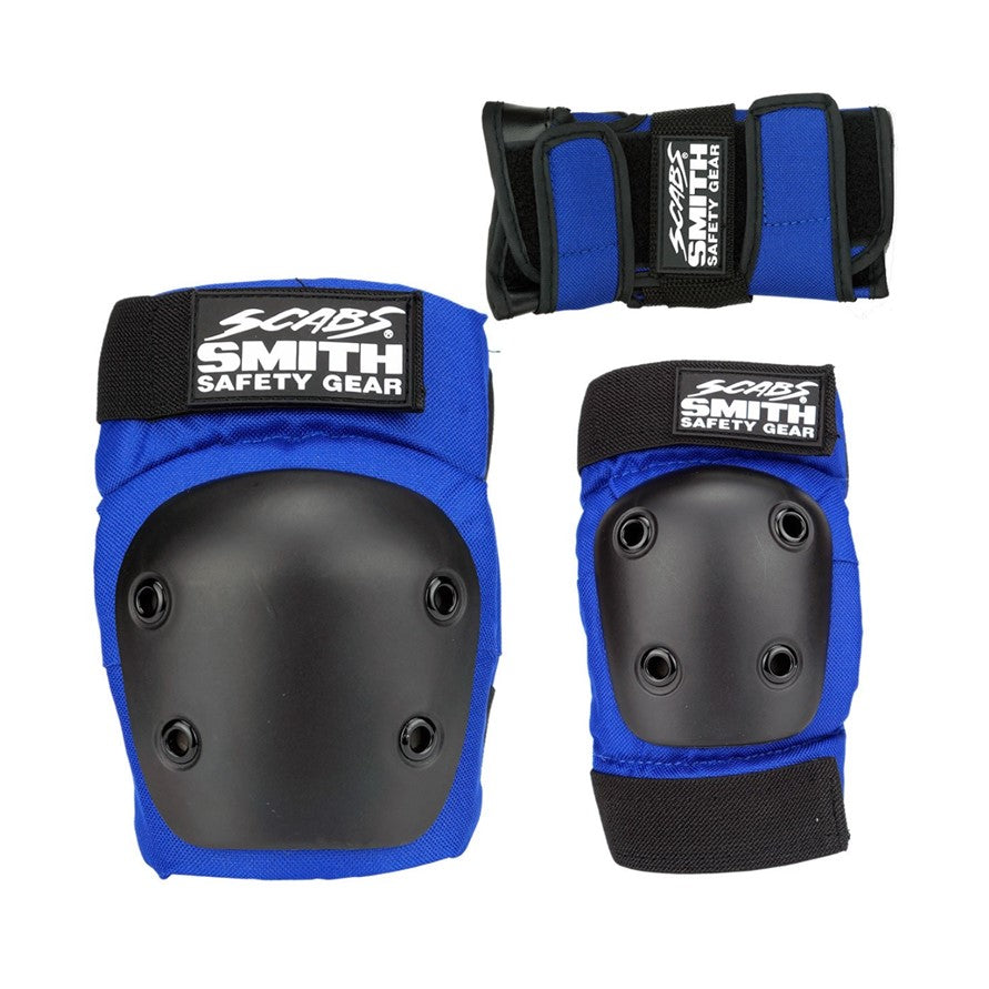 blue kids junior padding set knee pads elbow pads and wrist guards 