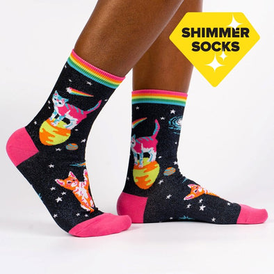 Space Cats Shimmer Women's Crew Socks