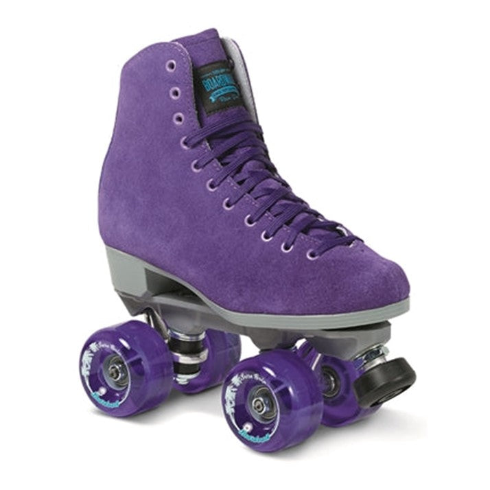 leather sueded purple HIGH TOP RETRO SUREGRIP ROLLER SKATES