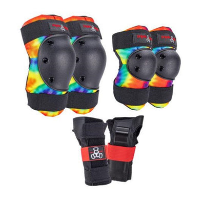 multicoloured knee elbow and wrist guard padding set 