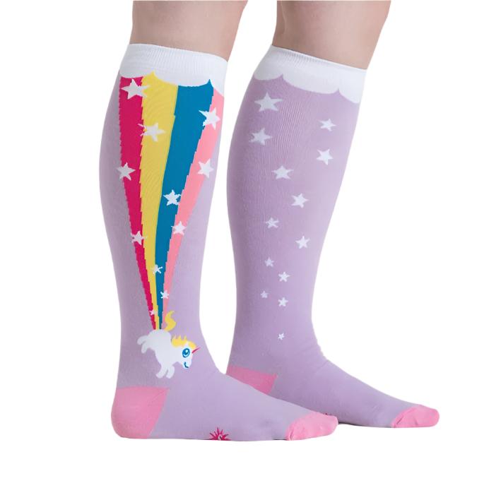 Rainbow Blast Unicorn Stretch-It Knee High Socks - Lucky Skates