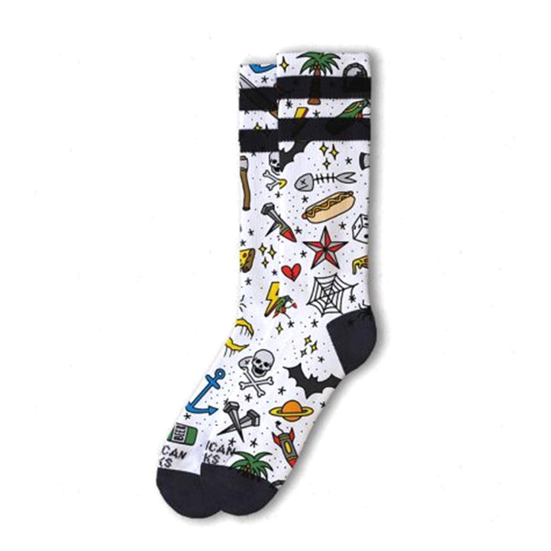 tattoo design white skater socks black band 