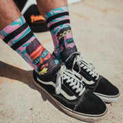 person wearing bondi pattern printed socks