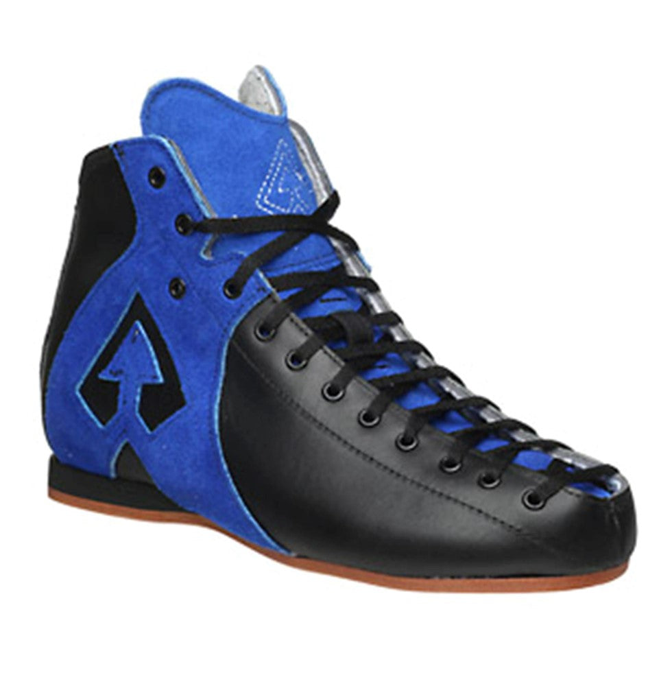 BLACK LEATHER AND BLUE SUEDE ROLLER SKATE MID BOOT 