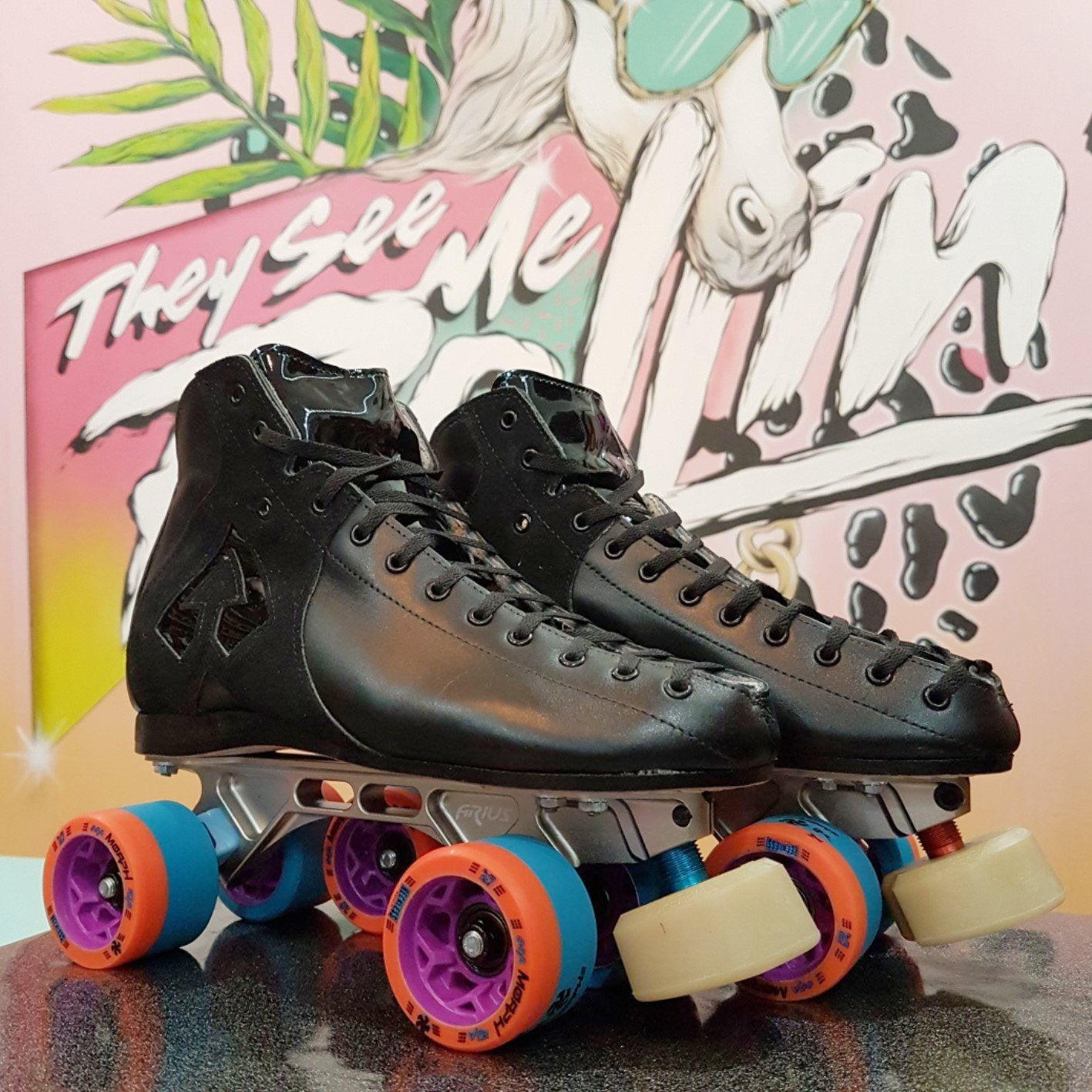 antik black boot with arius platinum plate and morph wheels