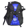 back blue inline rollerskate backpack, 'Boom' front pocket 