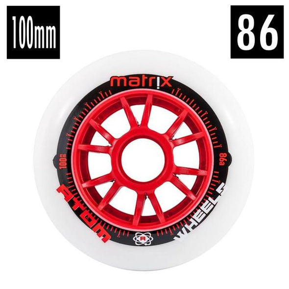 speed inline wheels white red atom 100mm
