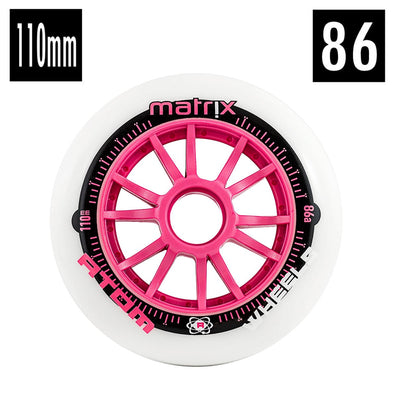 pink white atom inline wheel 110mm