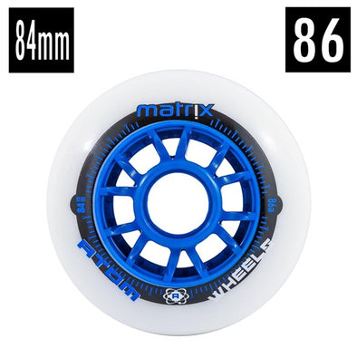 blue and white 84mm atom outdoor inline wheel 