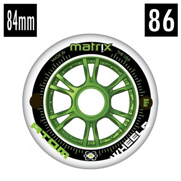 white green atom inline 84mm 86a outdoor inline wheel 