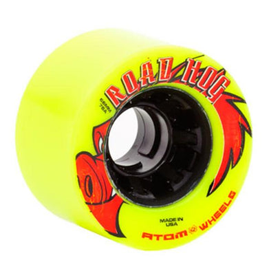 neon yellow outdoor 78a roller skate wheels with red road hog print 