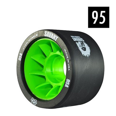 roller derby indoor roller skate wheels 95a 59mm x 38mm black outer green hub 