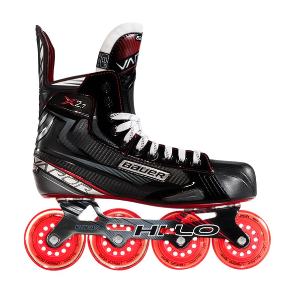 red 'bauer vapor' inline hockey adult inline skates red union wheels 