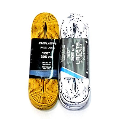 bauer 120 inch wax hockey laces yellow white 