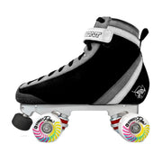 black roller skate boot high top with street flow 90a wheels 