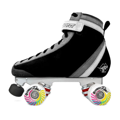 black roller skate boot high top with street flow 90a wheels 