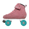 baby pink high top rollerskate boot with teal bont bpm outdoor wheels
