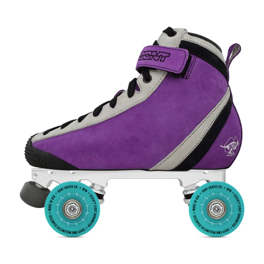 purple leather suede hightop roller skate