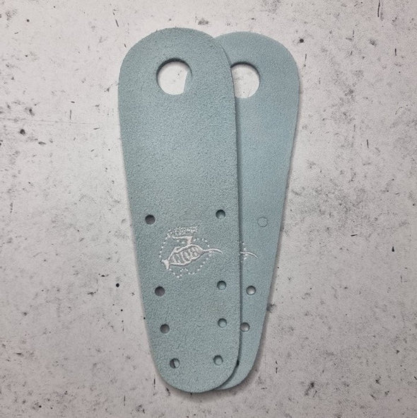 light pastel blue leather suede roller skate toe guard strip protecter
