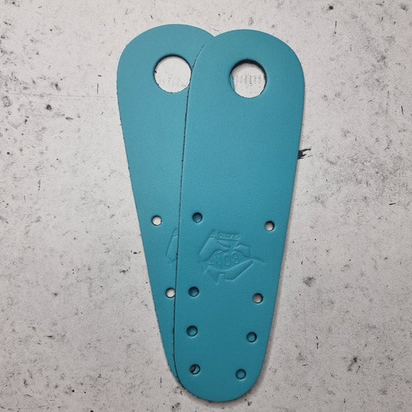 bright blue leather skate toe guard strip protecter