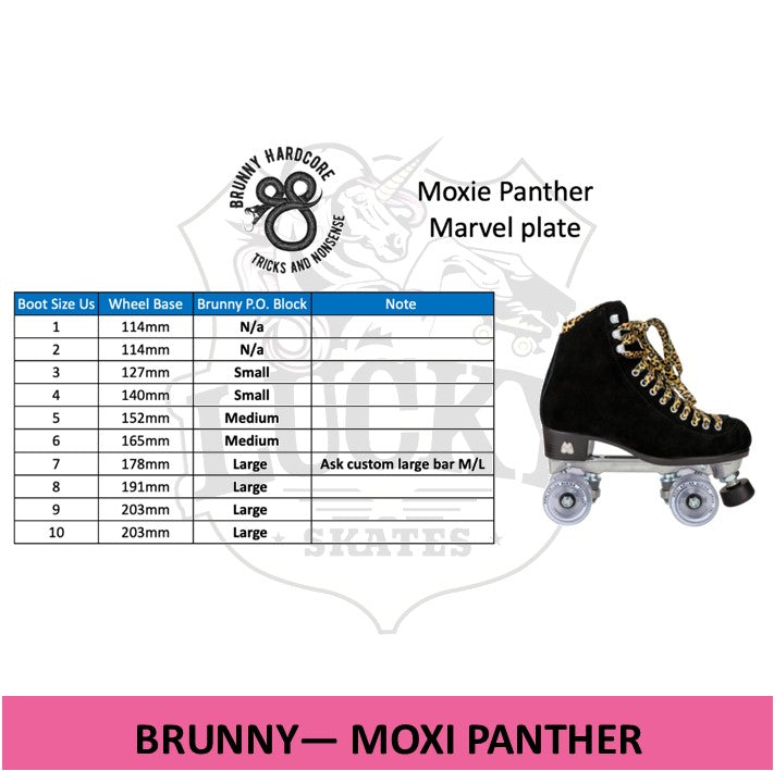 brunny size guide for moxi panther