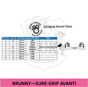 brunny size guide for sure grip avanti plate