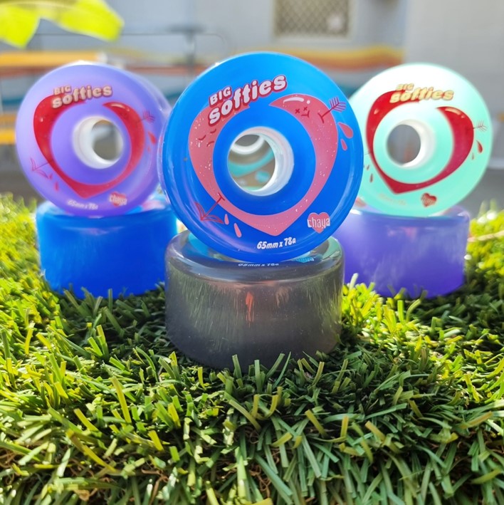 68mm 78a chaya outdoor wheels teal purple blue and black on grass