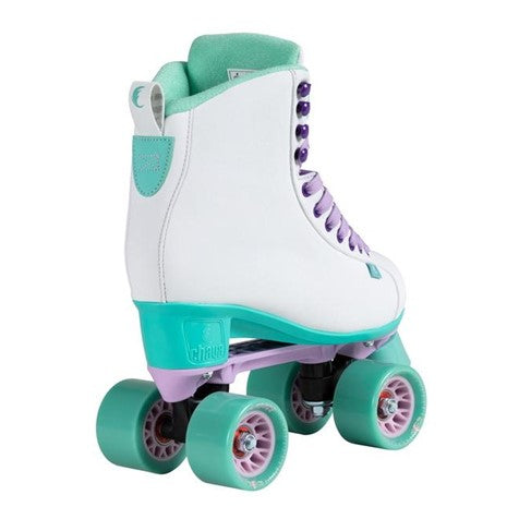 white teal purple high top rollerskates