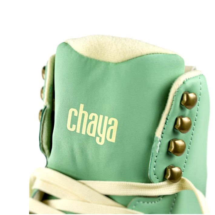 chaya pastel green mint high top artistic roller skates, tongue and hooks 